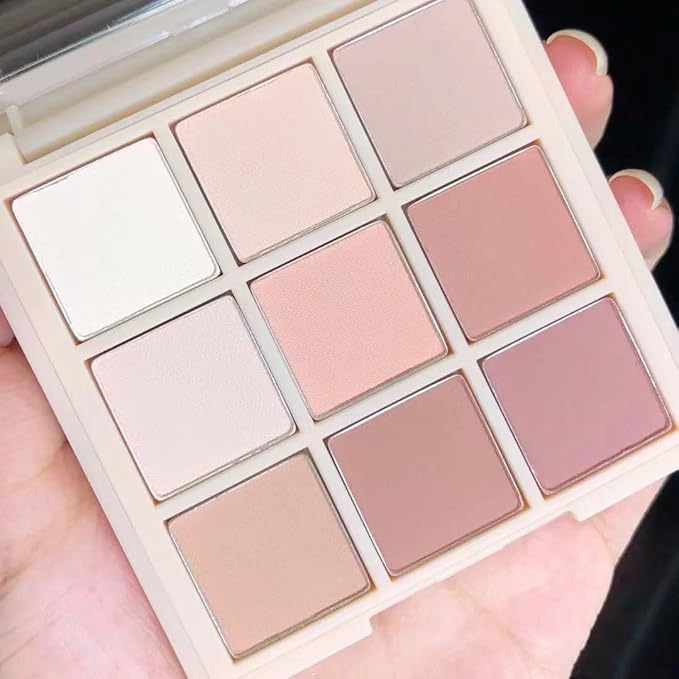 Matte Nude Eyeshadow Palette Pink Makeup Eye shadow for woman,9 Colors Matte Nude Naked Eyeshadow Long Lasting Eye Shadow Plattet for Girls,Beige Earth Neutra Waterproof Eye Shadow